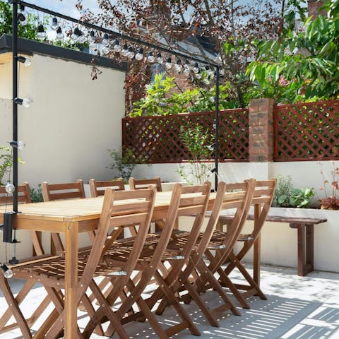 Gather for relaxing evening drinks in the garden
