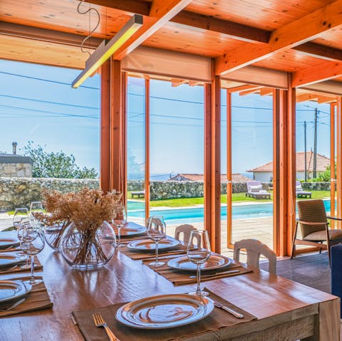 Share memorable meals around the elegant dining table