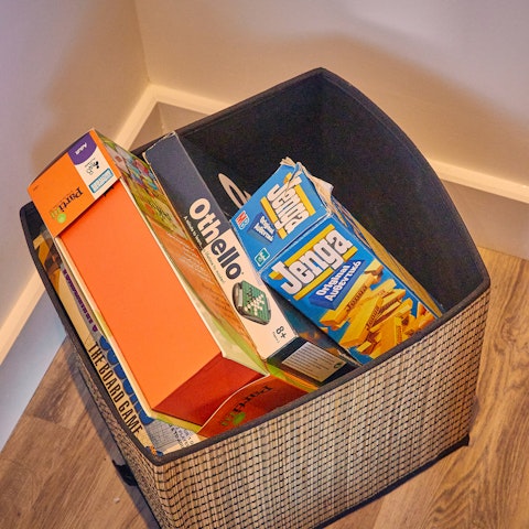 Come together and get competitive over the home's  large selection of board games