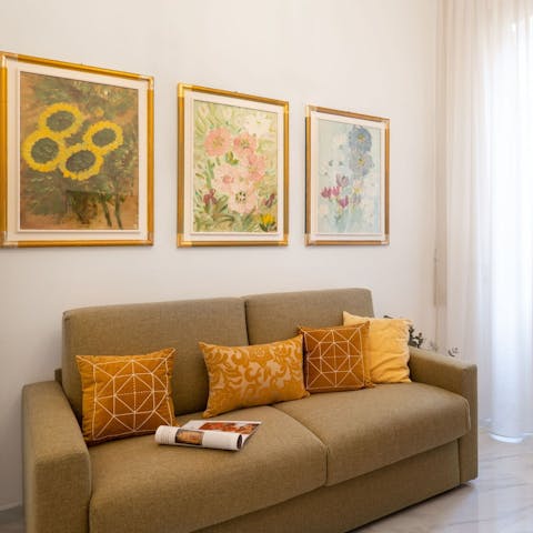 Have a glass of chilled Prosecco on the sofa