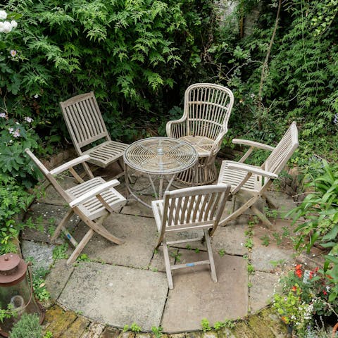 Gather in the private garden for a catch-up over a glass of wine