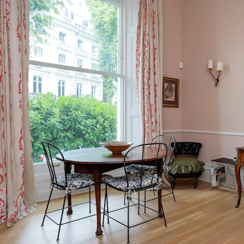 Gaze out of the window while tucking into your home-cooked meal
