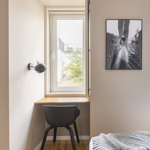 Catch up on work at the sunny desk space