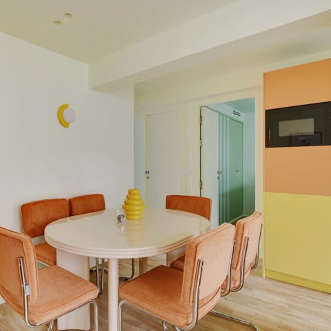 Dine together amid pretty pastels