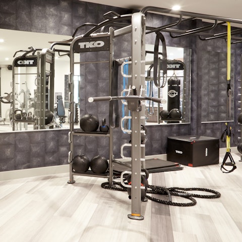 Hit the communal gym for a morning workout session