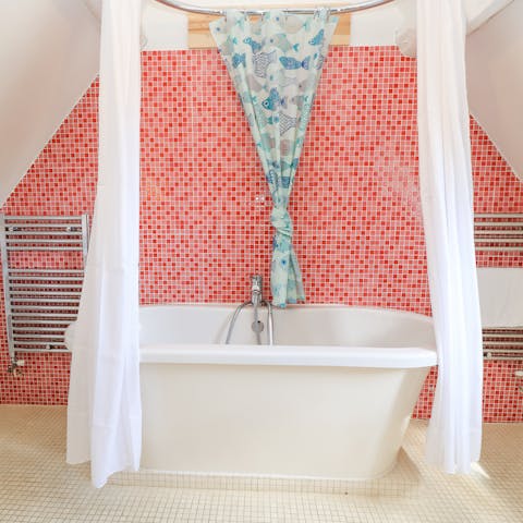 Have a soak in the bath after a walk around the surrounding countryside