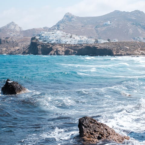 Stroll just a few minutes to Orkos beach to swim in the sea