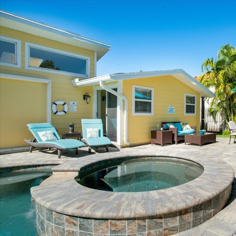 Relax in the hot tub before firing up the grill for dinner