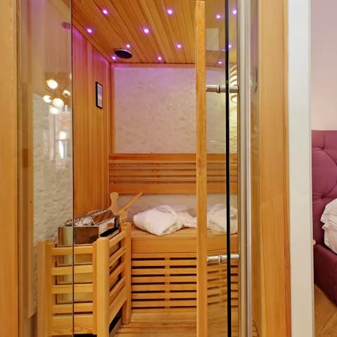 Feel a wonderful sense of wellbeing after a session in the sauna