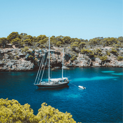 Stay just a five-minute drive away from Cala Marçal Beach