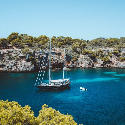Stay just a five-minute drive away from Cala Marçal Beach