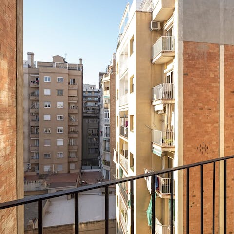 Perch over the balconette with your morning espresso as you look out to sunny views
