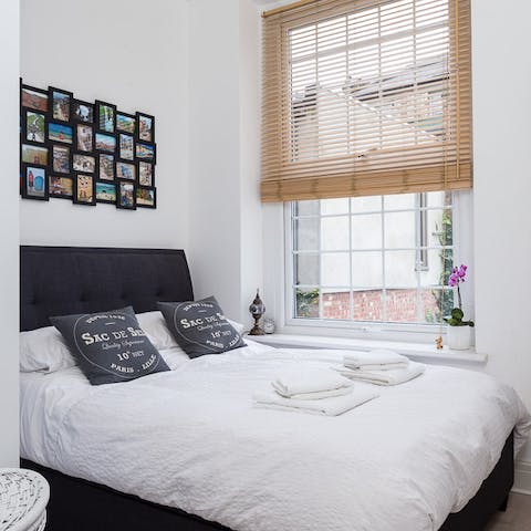 Getting some rest in the big bed after a long day