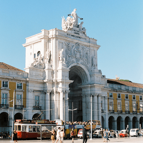Walk five minutes to the Praça do Comércio, a waterfront square packed with shops and restaurants
