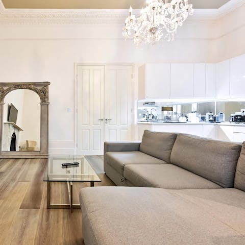 Put your feet up in the elegant living space