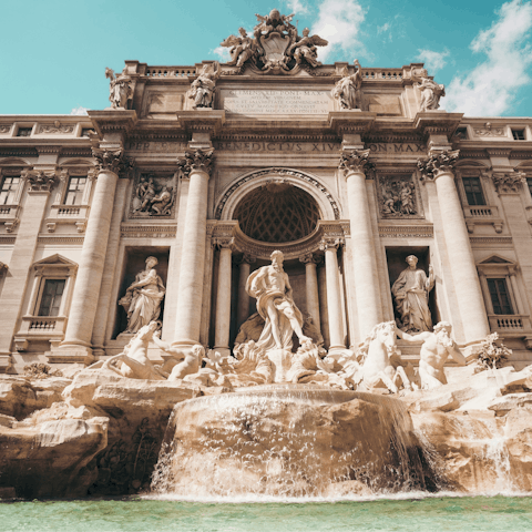 Make a wish at Trevi Fountain, thirty-minute bus ride away