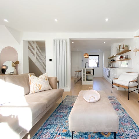 Put your feet up in the living space with a cup of tea in hand