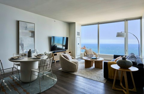 Watch Lake Michigan stretch to the horizon from your sofa