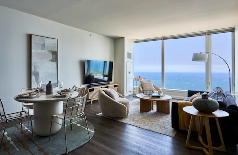 Watch Lake Michigan stretch to the horizon from your sofa