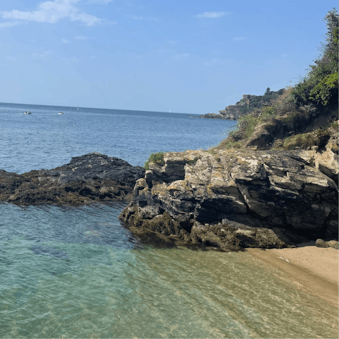 Take a dip in the clear Cornish waters on a sunny day