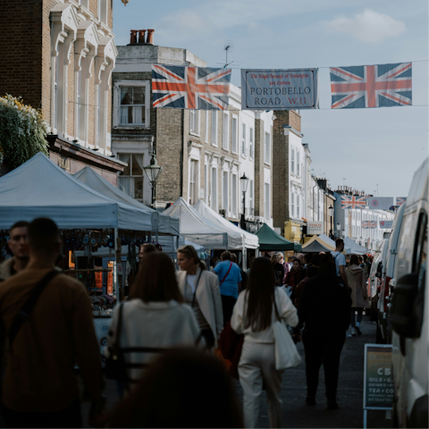 Explore Portobello Road Market – a fifteen minute walk away