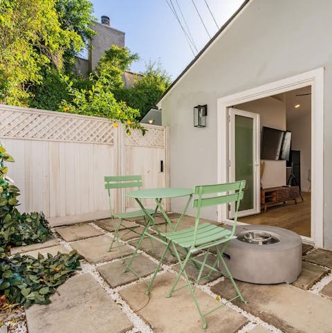 Enjoy an evening tipple on the small patio