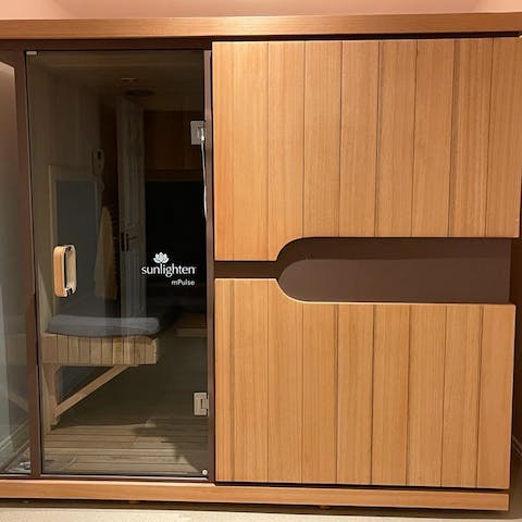 Work up a sweat as you unwind in the private sauna