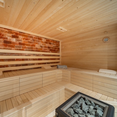 Wind down in the sauna after a workout in the gym