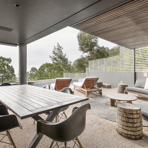 Gather everyone together for an alfresco meal on the covered terrace