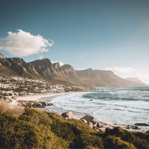 Drive over to the spectacularly beautiful Camps Bay Beach in only six minutes