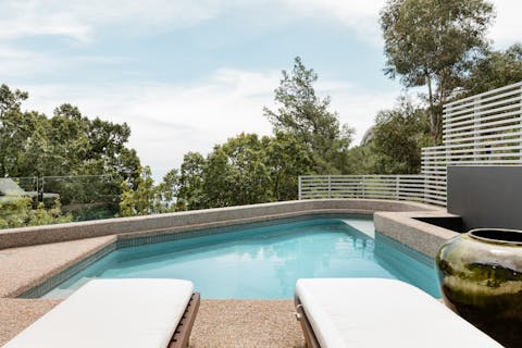 Take a refreshing dip in the plunge pool before drying off on one of the loungers