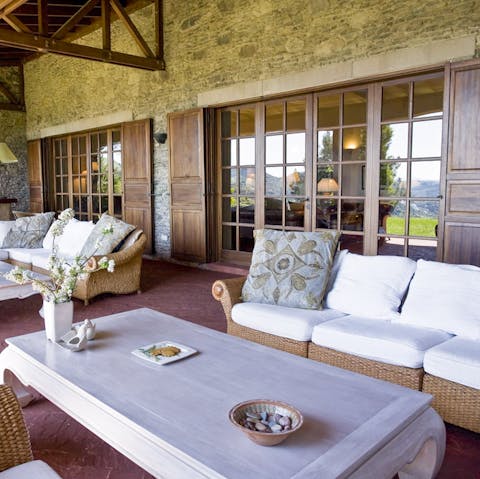 Look out to sea from the outdoor lounge