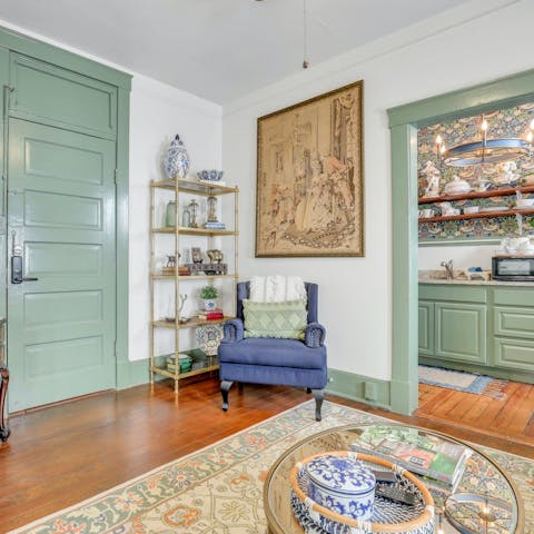 Take in all the traditional charm of the home, from the hardwood floors to the decor