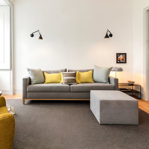 Sip a glass of green wine as you kick back on the sofa