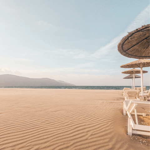 Walk ten minutes to the soft-sanded beach at Agios Onoufrios