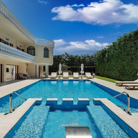 Soak in the integrated hot tub or swim laps in the pool