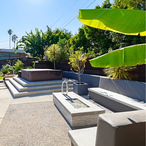 Soak in the hot tub or gather at the fire pit