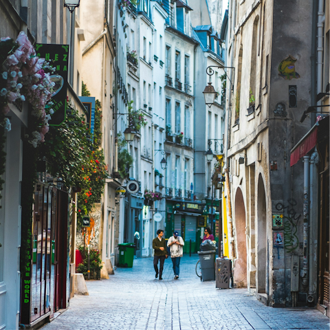 Wander through Paris's charming Le Marais district — just a twenty minute walk from the home