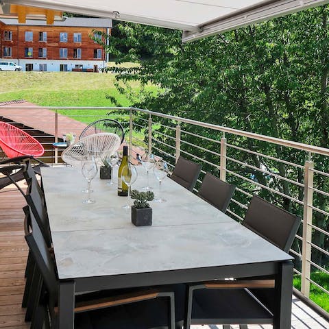 Take your Nespresso cup outside on the private balcony