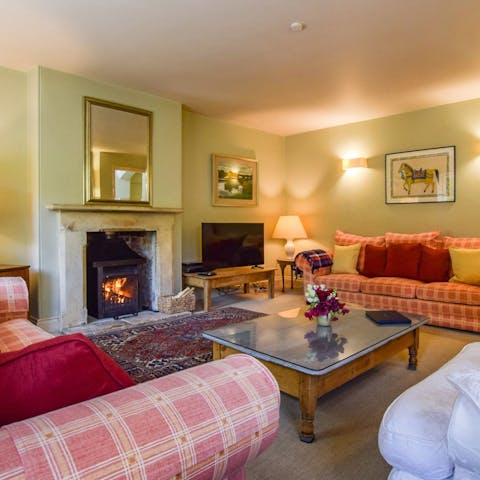 Snuggle up in the firelit living room and plan tomorrow's itinerary