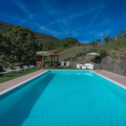 Dive into the communal pool for a refreshing dip