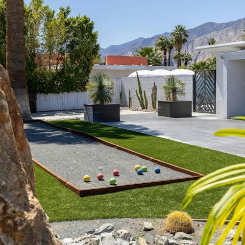 Challenge friends and family on the private full-size bocce court