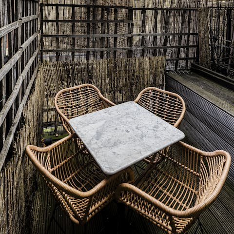 Enjoy a cuppa on the small terrace