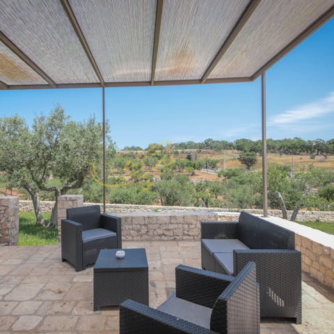Unwind in your private patio with views of nature