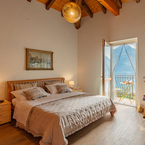 Enjoy your morning coffee on the bedroom's small balcony