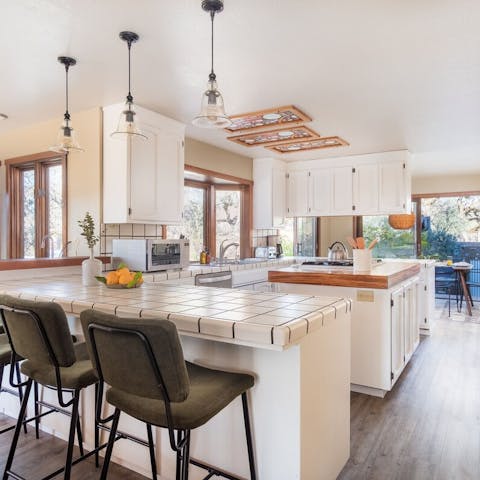 The huge kitchen for entertaining