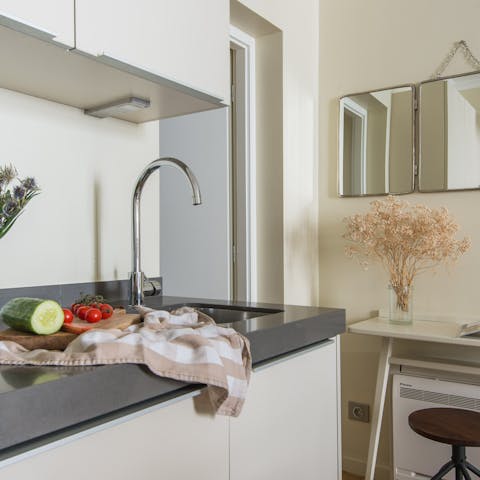 Try your hand at French cooking in the little kitchen