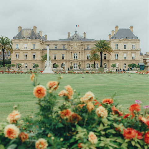 Visit the stunning Jardin du Luxembourg, ten minutes away