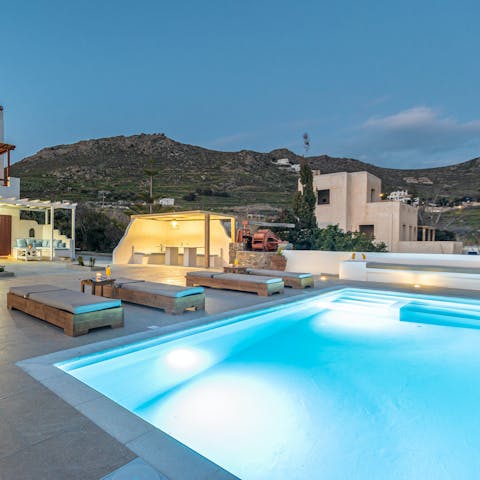 Swim under starry skies in the private pool