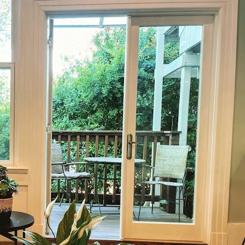 Enjoy a morning coffee on the private balcony